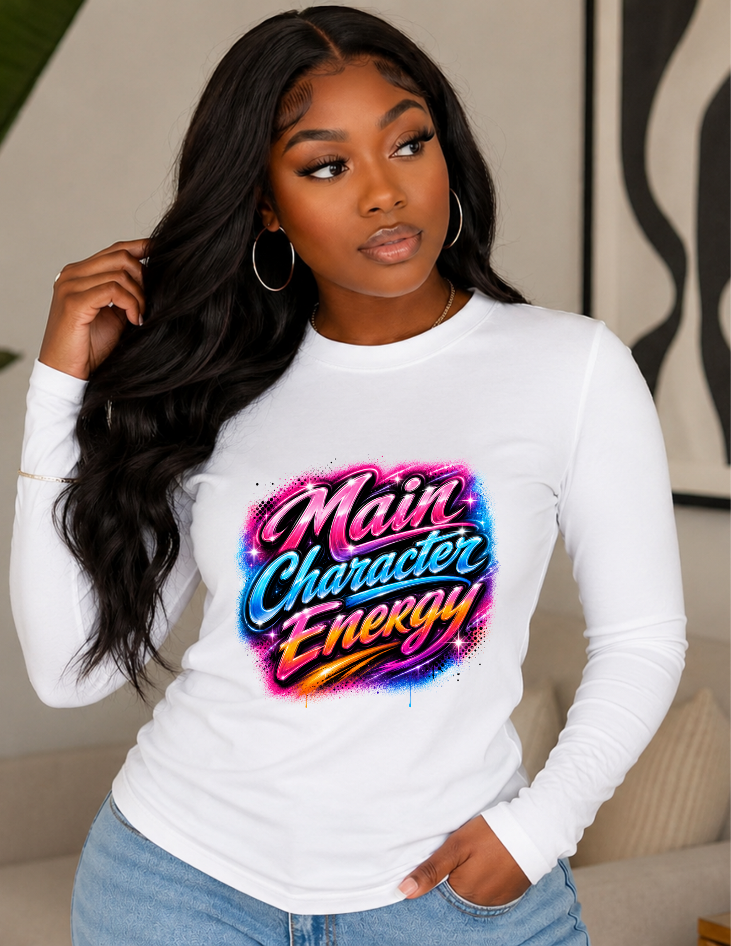 Main Character Energy Airbrush Style Shirt | Retro Graphic Tee