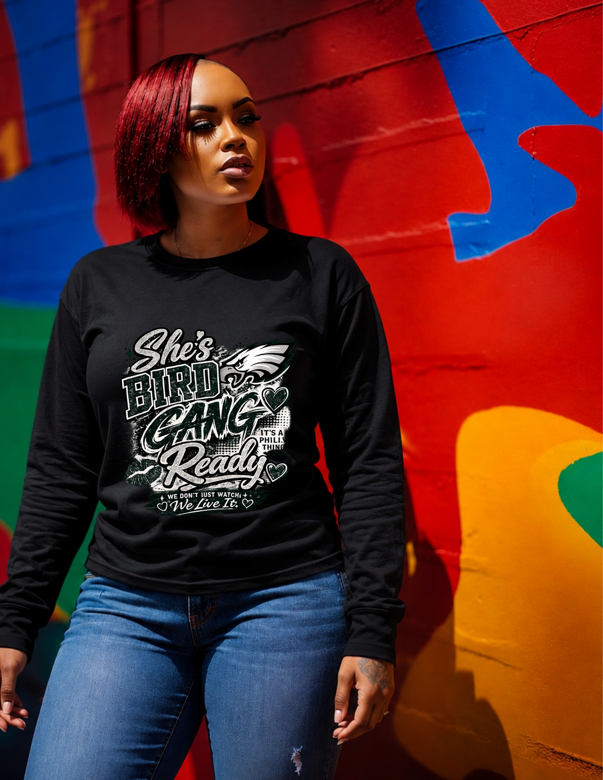 She's Bird Gang Ready Graphic T-Shirt – Philly Football Fan Shirt