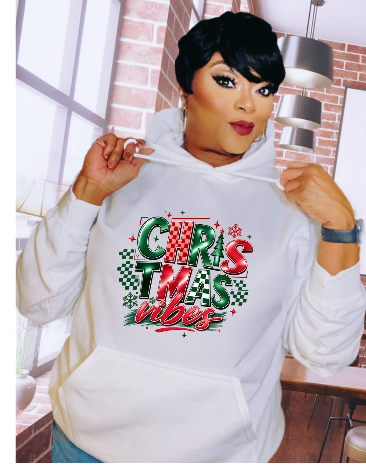 Christmas Vibes Retro Checkered Groovy Christmas Shirt & Hoodie