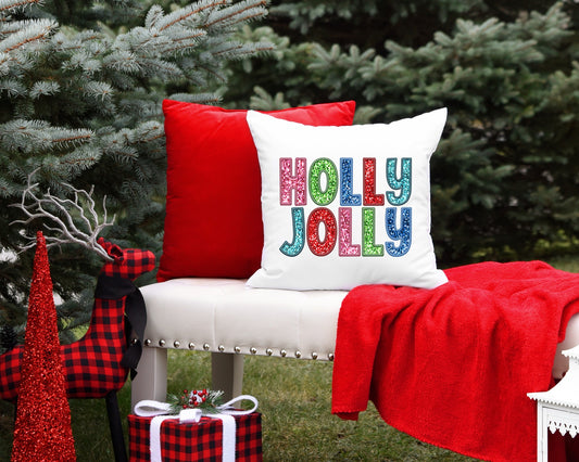 HOLLY JOLLY CHRISTMAS PILLOW