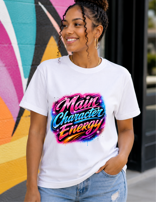 Main Character Energy Airbrush Style Shirt | Retro Graphic Tee