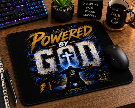 Powered By God Mouse Pad