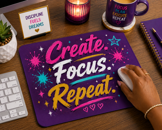 Create. Focus. Repeat. Mousepad