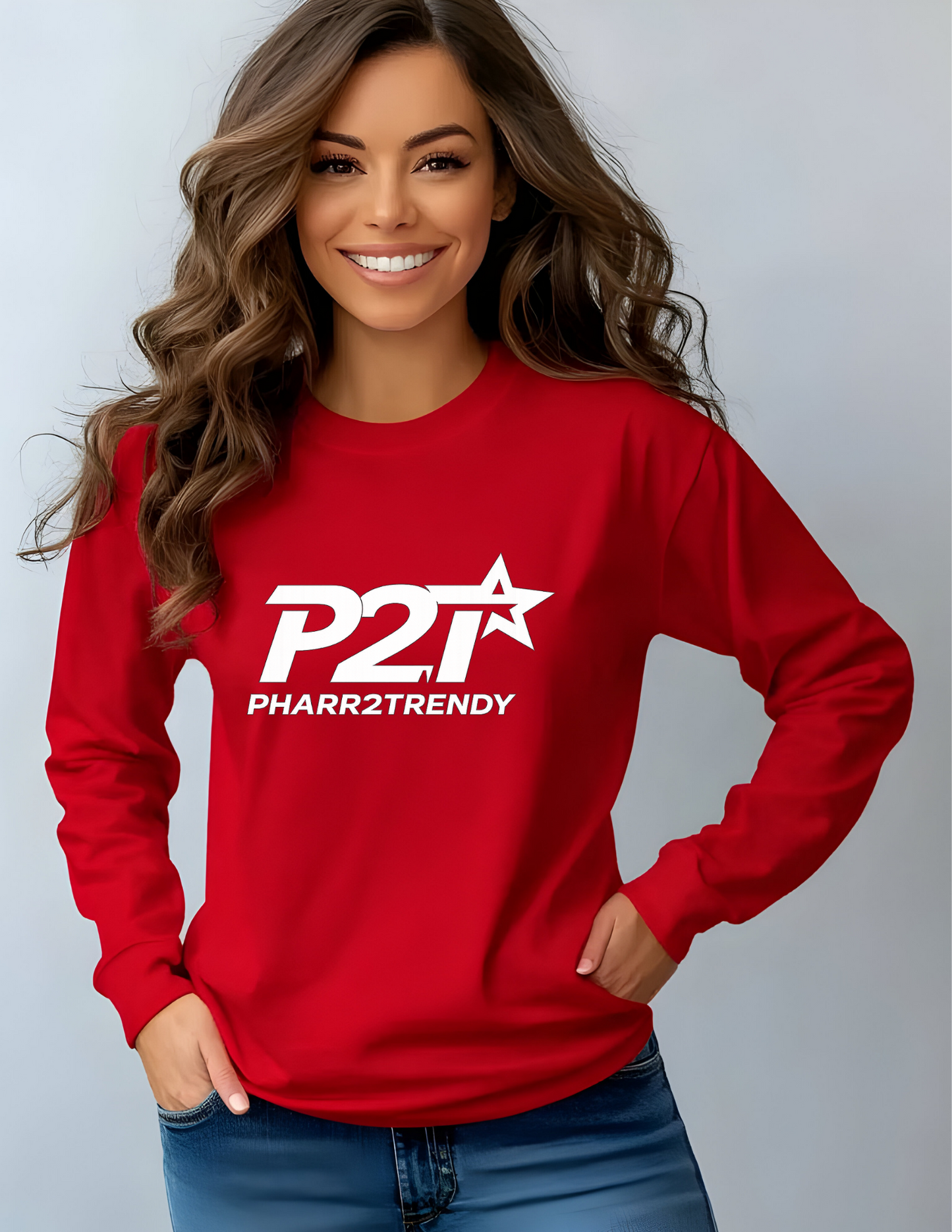 P2T | Red Premium Apparel Tee Sweatshirt | Pharr2Trendy