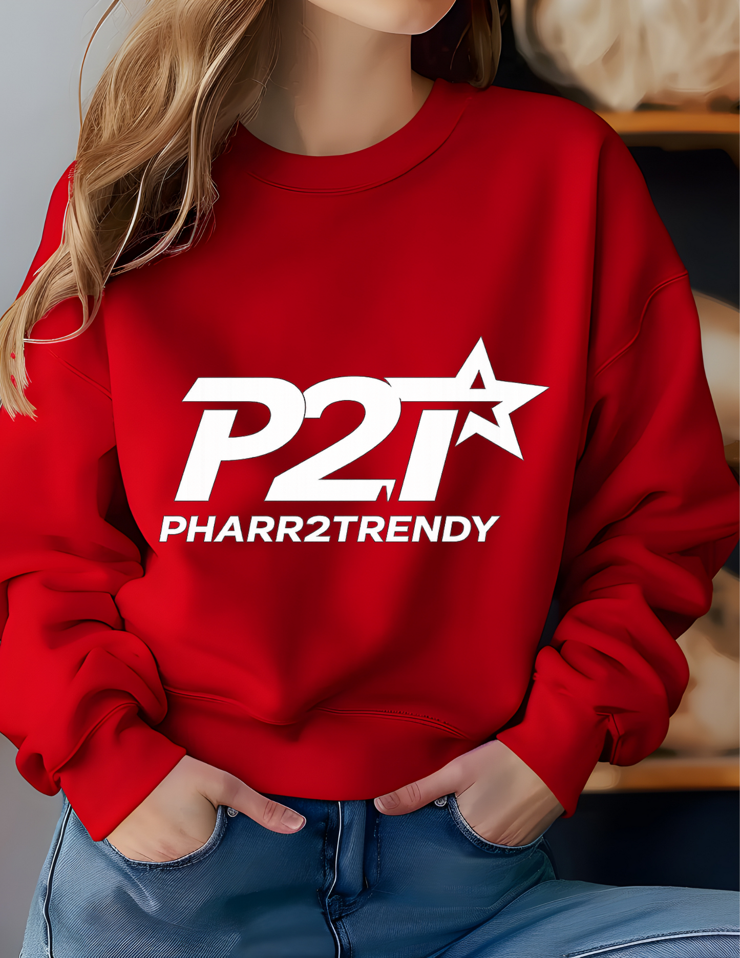 P2T | Red Premium Apparel Tee Sweatshirt | Pharr2Trendy