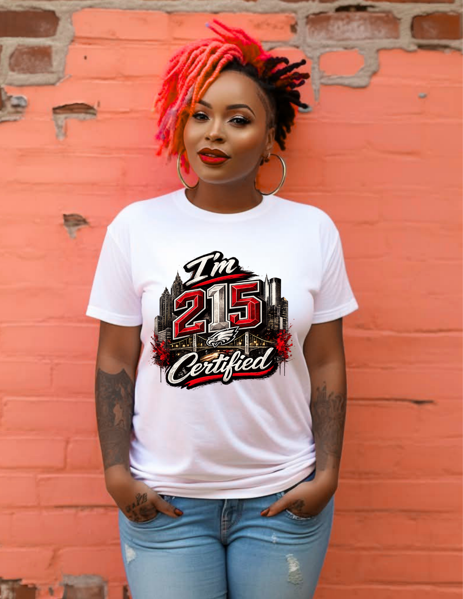 I'm 215 Certified Tee - Philadelphia Eagles inspired city pride graphic on white short sleeve tee