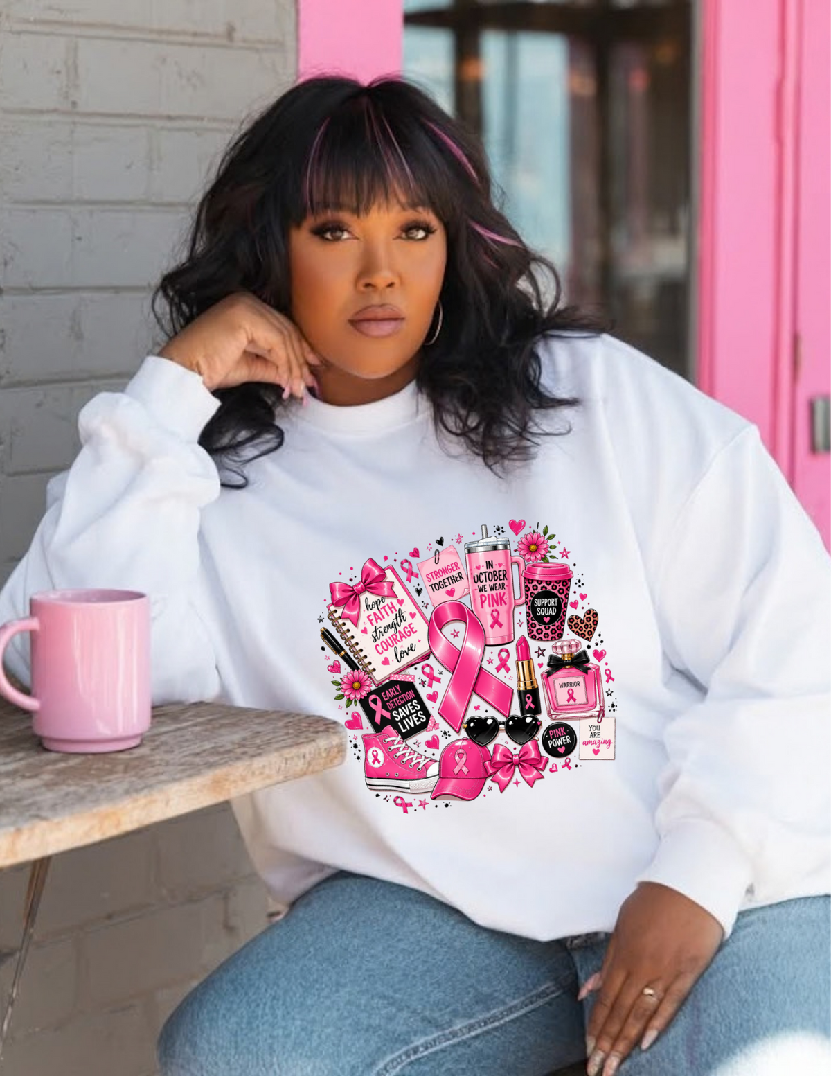 Faith, Strength & Pink Power Breast Cancer Shirt